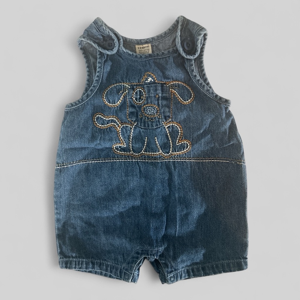 Adorable Kids Denim Overalls with Embroidered Dog